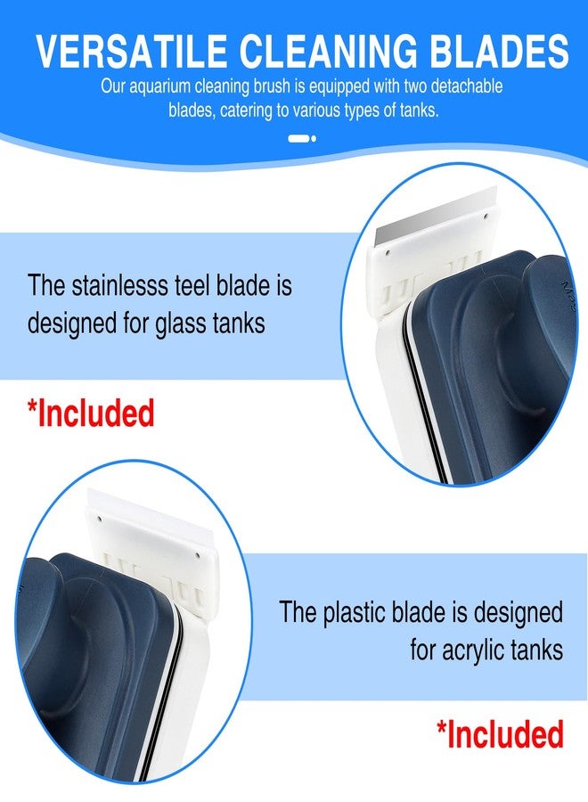 fishkeeper Aquarium Strong Magnetic Glass Cleaner Brush, Fish Tank Algae Magnet Cleaning Tool with 2 Detachable Scrapers, Mag Float Scrubber for 0.2 Inch Glass and Acrylic Tanks - Image 3